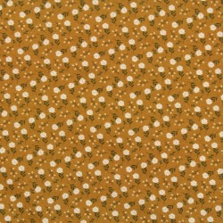 Tissu fleurs fond camel bio