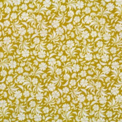 Tissu fleur blanche jaune bio