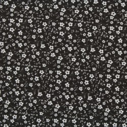 Tissu fleurs noires bio