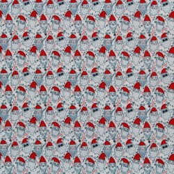 Tissu têtes père noël