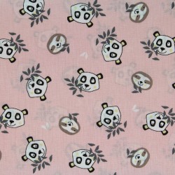 Tissu panda rose