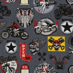 Tissu moto custom gris foncé