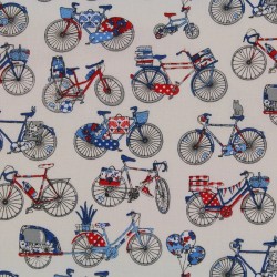 Tissu vélo bleu fond blanc...