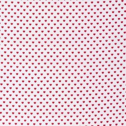 Tissu coeurs rouges fond blanc