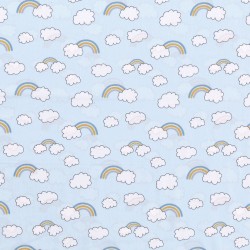 Tissu nuages arc en ciel bleu
