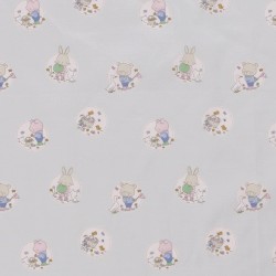 Tissu lapins paniers vert