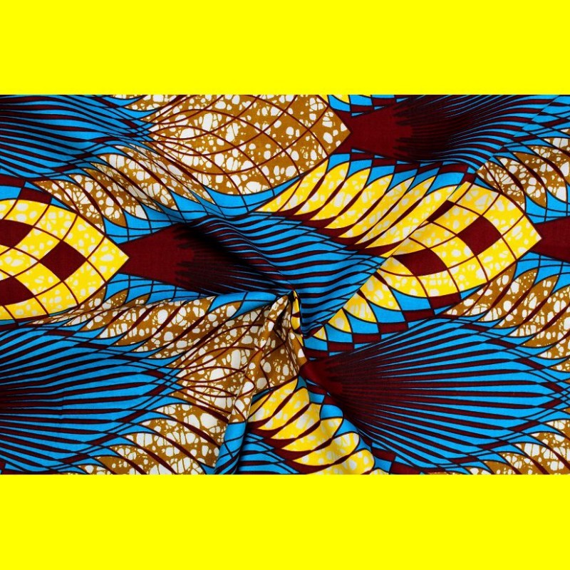 Tissu wax africain bleu Mes petits cotons by Paulo